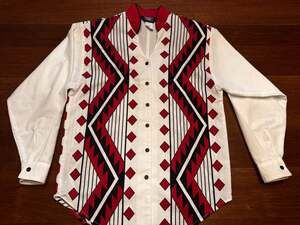 XS Brooks & Dunn Panhandle Slim Red Black Geometric Western Snap Front USA